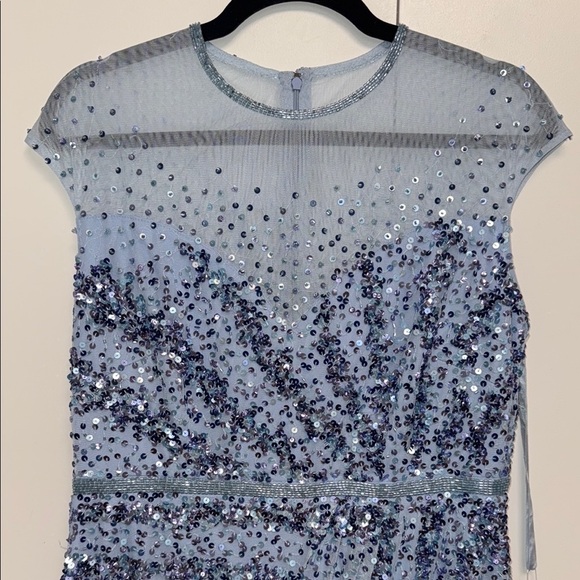 NWT | Mac Diggal 5619 Blue Embellished High Neck Cap Sleeve Gown Size 8 - Picture 11 of 12